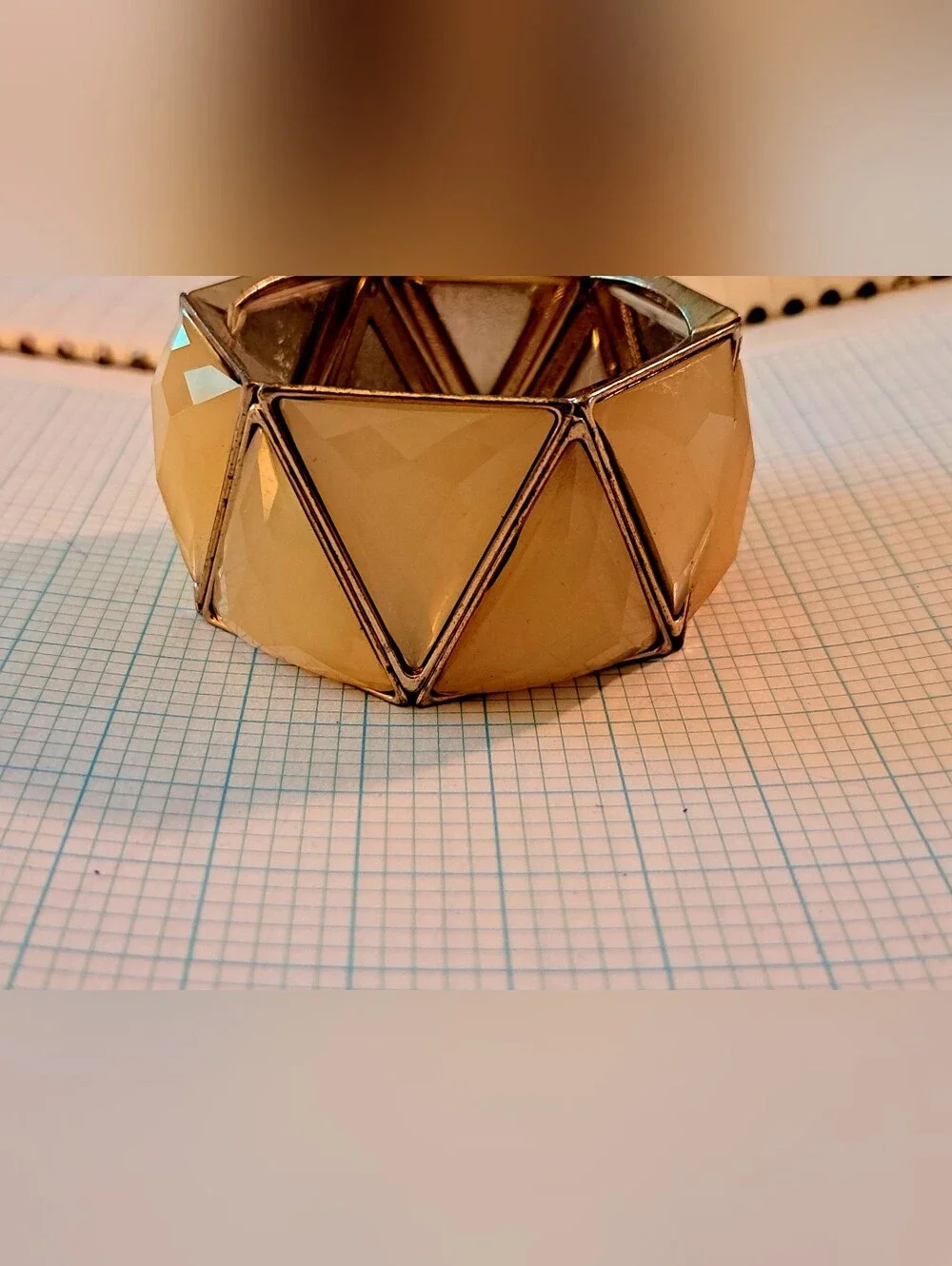 Yellow Faux Moonstone Triangle Faceted Stretch Bracelet - Women Jewelry